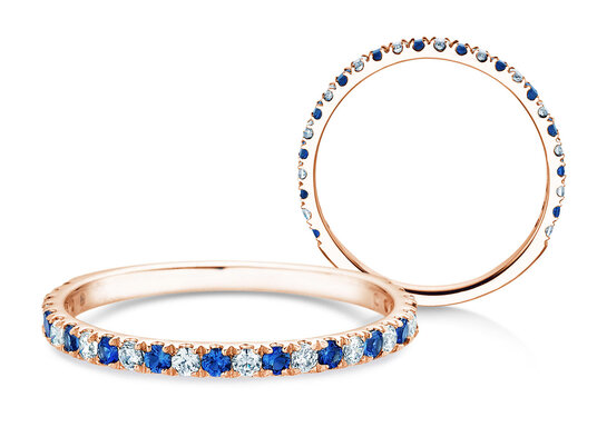 Verlovingsring Dusk met diamant & gekleurde edelsteen in 9K witgoud met saffier 0,19ct en diamanten 0,19ct
