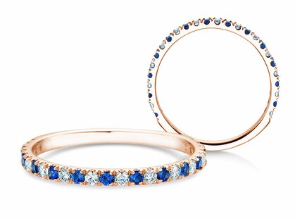 Verlovingsring Dusk Diamond & Color in 14K roségoud met saffier 0,19ct en diamanten 0,19ct