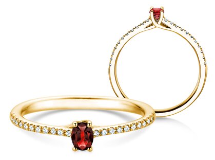 Verlovingsring Glow Pavé in 14K geelgoud met robijn 0,25ct en diamanten 0,09ct