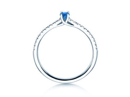 Geboortesteen ring Glow Pavé september in 9K witgoud met saffier 0,25ct en diamanten 0,09ct