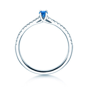 Geboortesteen ring Glow Pavé september in 9K witgoud met saffier 0,25ct en diamanten 0,09ct