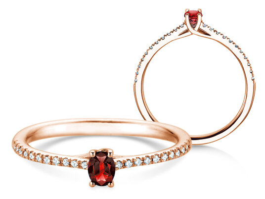 Geboortesteen ring Glow Pavé juli in 9K witgoud met robijn 0,25ct en diamanten 0,09ct