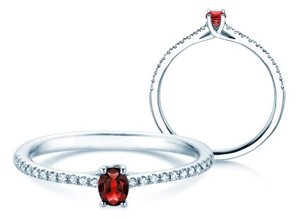Verlovingsring Glow Pavé in 14K witgoud met robijn 0,25ct en diamanten 0,09ct