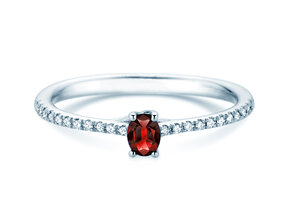 Geboortesteen ring Glow Pavé juli in 9K witgoud met robijn 0,25ct en diamanten 0,09ct