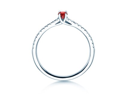 Geboortesteen ring Glow Pavé juli in 9K witgoud met robijn 0,25ct en diamanten 0,09ct