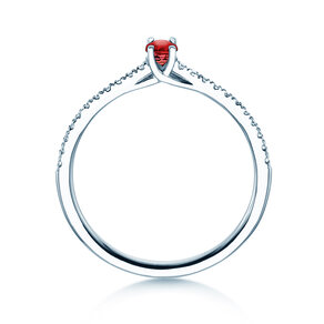 Geboortesteen ring Glow Pavé juli in 9K witgoud met robijn 0,25ct en diamanten 0,09ct
