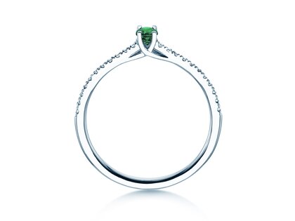 Geboortesteen ring Glow Pavé mei in 9K witgoud met smaragd 0,25ct en diamanten 0,09ct