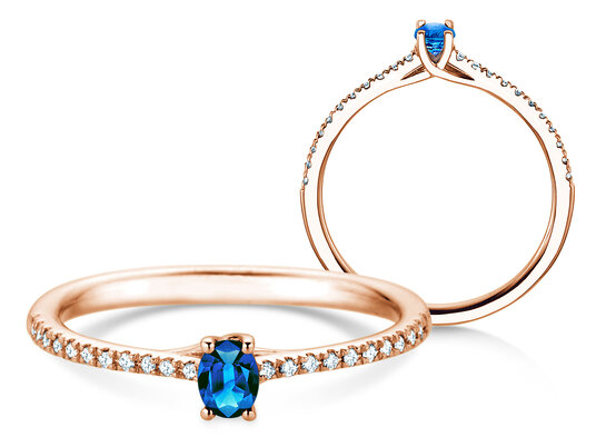 Geboortesteen ring Glow Pavé september in 9K witgoud met saffier 0,25ct en diamanten 0,09ct