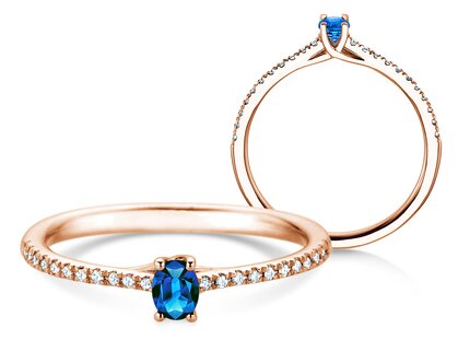 Verlovingsring Glow Pavé in 14K roségoud met saffier 0,25ct en diamanten 0,09ct