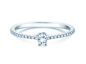 Geboortesteen ring Glow Pavé april in 9K witgoud met diamant 0,25ct en diamanten 0,09ct