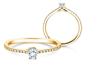 Geboortesteen ring Glow Pavé april in 9K witgoud met diamant 0,25ct en diamanten 0,09ct