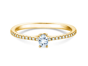 Geboortesteen ring Glow Pavé april in 9K geelgoud met diamant 0,25ct en diamanten 0,09ct