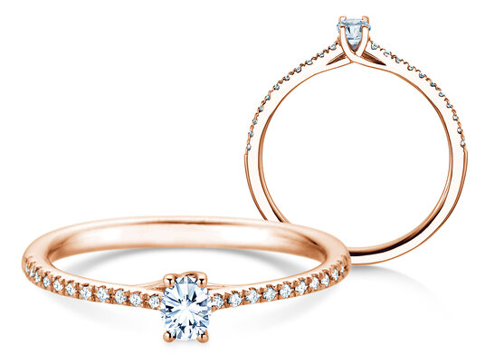 Geboortesteen ring Glow Pavé april in 9K witgoud met diamant 0,25ct en diamanten 0,09ct