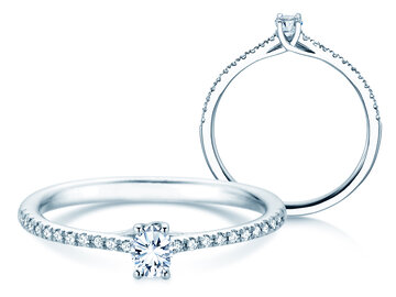 Geboortesteen ring Glow Pavé april in 9K witgoud met diamant 0,25ct en diamanten 0,09ct