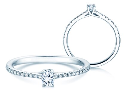 Geboortesteen ring Glow Pavé april in 9K witgoud met diamant 0,25ct en diamanten 0,09ct