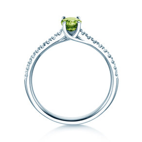 Geboortesteen ring Glow Pavé augustus in 9K witgoud met peridoot 0,60ct en diamanten 0,11ct