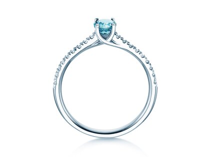 Geboortesteen ring Glow Pavé december in 18K witgoud met blauwe topaas 0,60ct en diamanten 0,11ct