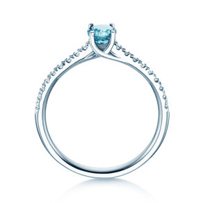 Geboortesteen ring Glow Pavé december in 18K witgoud met blauwe topaas 0,60ct en diamanten 0,11ct