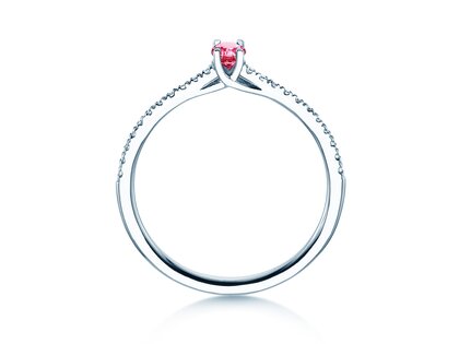 Geboortesteen ring Glow Pavé oktober in 14K witgoud met roze toermalijn 0,25ct en diamanten 0,09ct