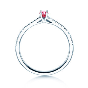 Geboortesteen ring Glow Pavé oktober in 14K witgoud met roze toermalijn 0,25ct en diamanten 0,09ct