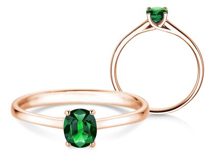 Verlovingsring Glow in 14K roségoud met smaragd 0,60ct