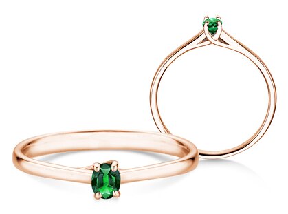 Verlovingsring Glow in 9K roségoud met smaragd 0,25ct