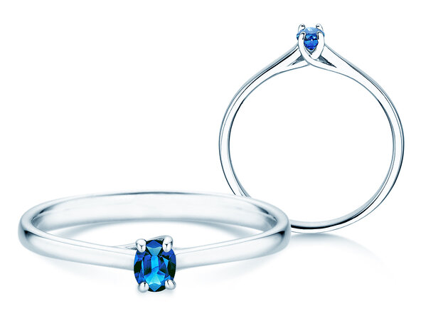 Verlovingsring Glow in 9K witgoud met saffier 0,25ct