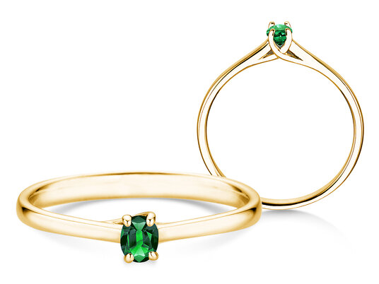 Verlovingsring Glow in 9K witgoud met smaragd 0,25ct