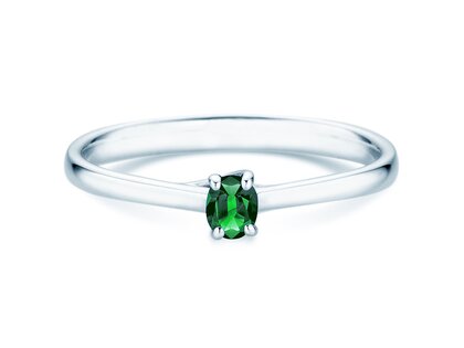 Verlovingsring Glow in 9K witgoud met smaragd 0,25ct