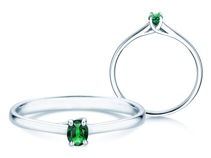 Verlovingsring Glow in 9K witgoud met smaragd 0,25ct