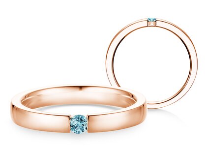 Verlovingsring Infinity Colour in 9K roségoud met blauwe topaas 0,05ct