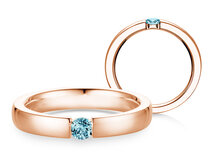 Verlovingsring Infinity Colour in 9K roségoud met blauwe topaas 0,15ct