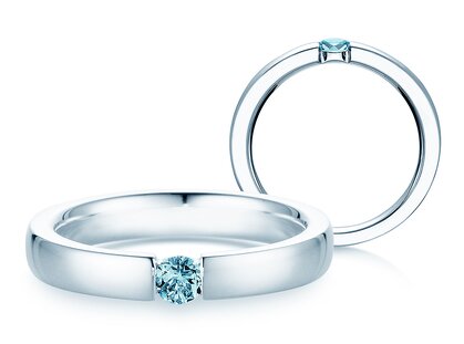 Verlovingsring Infinity Colour in zilver 925/- met blauwe topaas 0,15ct