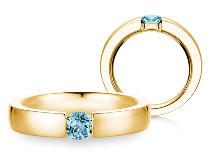 Verlovingsring Infinity Colour in 9K geelgoud met blauwe topaas 0,50ct