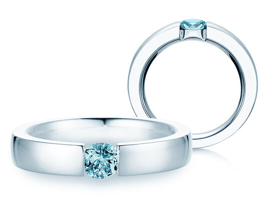 Verlovingsring Infinity Colour in 9K witgoud met blauwe topaas 0,50ct