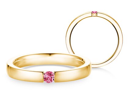 Verlovingsring Infinity Colour in 9K geelgoud met roze toermalijn 0,05ct