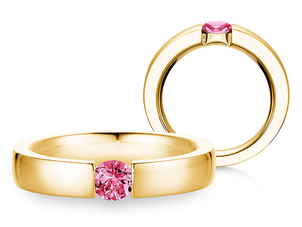 Verlovingsring Infinity Colour in 9K geelgoud met roze toermalijn 0,50ct