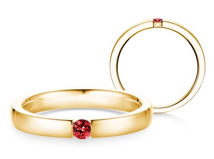 Verlovingsring Infinity Colour in 14K geelgoud met robijn 0,03ct