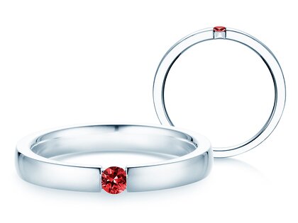 Verlovingsring Infinity Colour in 18K witgoud met robijn 0,10ct