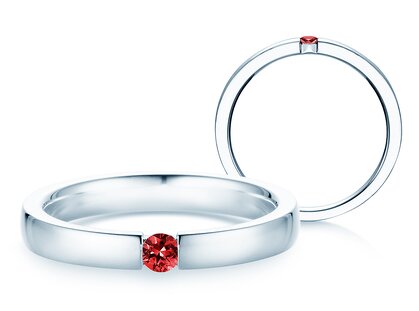 Verlovingsring Infinity Colour in 14K witgoud met robijn 0,03ct