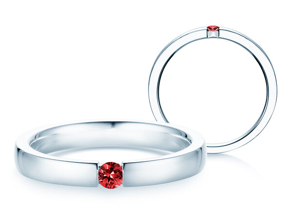 Verlovingsring Infinity Colour in 18K witgoud met robijn 0,10ct