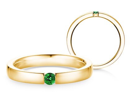 Verlovingsring Infinity Colour in 14K geelgoud met smaragd 0,03ct