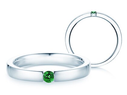 Verlovingsring Infinity Colour in 14K witgoud met smaragd 0,03ct