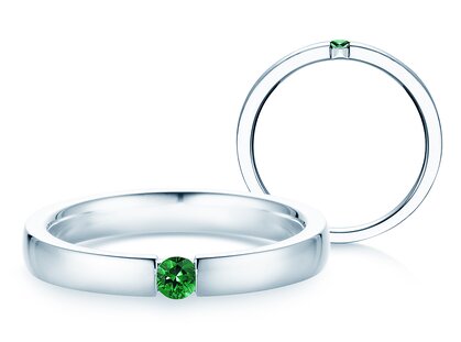 Verlovingsring Infinity Colour in 14K witgoud met smaragd 0,03ct