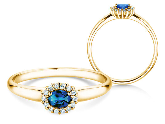 Verlovingsring Jolie Cross in 9K witgoud met saffier 0,25ct en diamanten 0,06ct