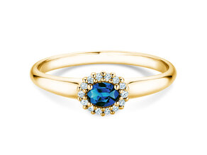 Verlovingsring Jolie Cross in 9K geelgoud met saffier 0,25ct en diamanten 0,06ct