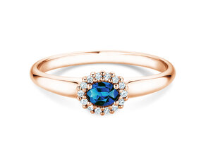 Verlovingsring Jolie Cross in 14K roségoud met saffier 0,25ct en diamanten 0,06ct