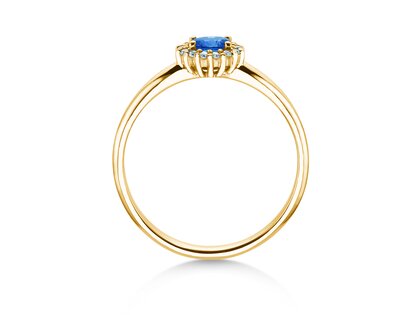 Verlovingsring Jolie Cross in 9K geelgoud met saffier 0,25ct en diamanten 0,06ct