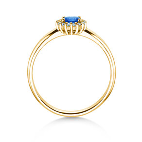 Verlovingsring Jolie Cross in 9K geelgoud met saffier 0,25ct en diamanten 0,06ct
