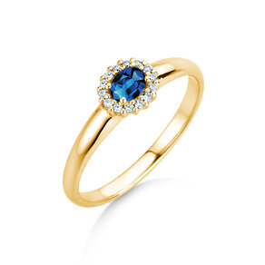 Verlovingsring Jolie Cross in 9K geelgoud met saffier 0,25ct en diamanten 0,06ct
